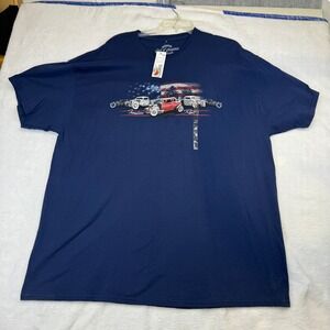 Out of Bounds Mens XXL T Shirt Navy Blue Hot Rod American Flag Graphic Tee NWT